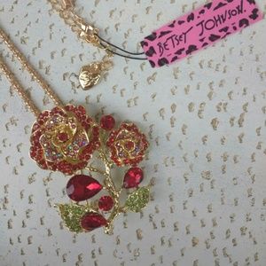 RESERVED Betsey Johnson Rose Necklace Brooch NWT
